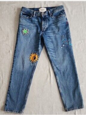 BDG Dad Slim Tapered Fit Jean Patched Medium Wash size 30